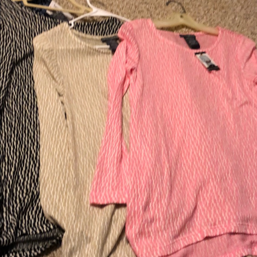 Three different colored textured top size medium